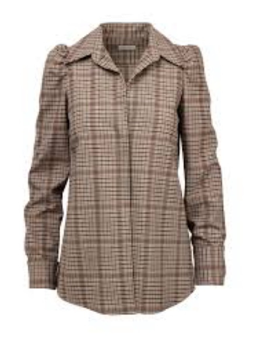 DRIES VAN NOTEN CELINDRA PLAID PUFF SHOULDER BUTTON-UP
SHIRT Sz 36